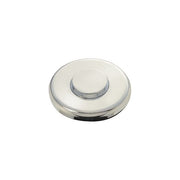 Polished nickel circular air switch button with domed center and flat outer ring.