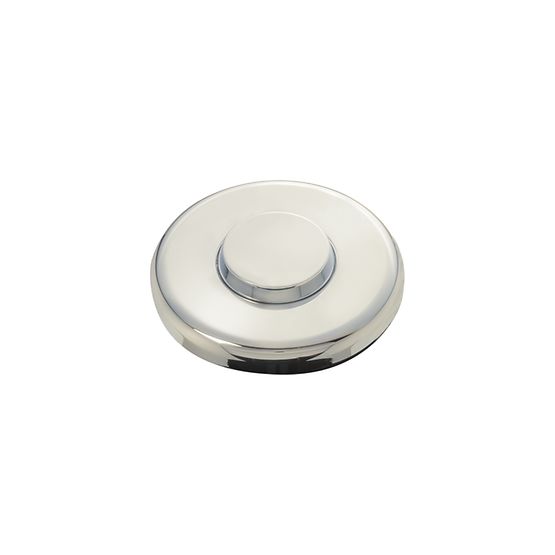 Polished nickel circular air switch button with domed center and flat outer ring.