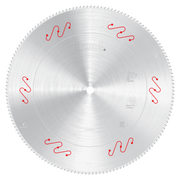 Freud 550mm circular saw blade with silver coating and red wavy tooth markings for aluminum cutting.