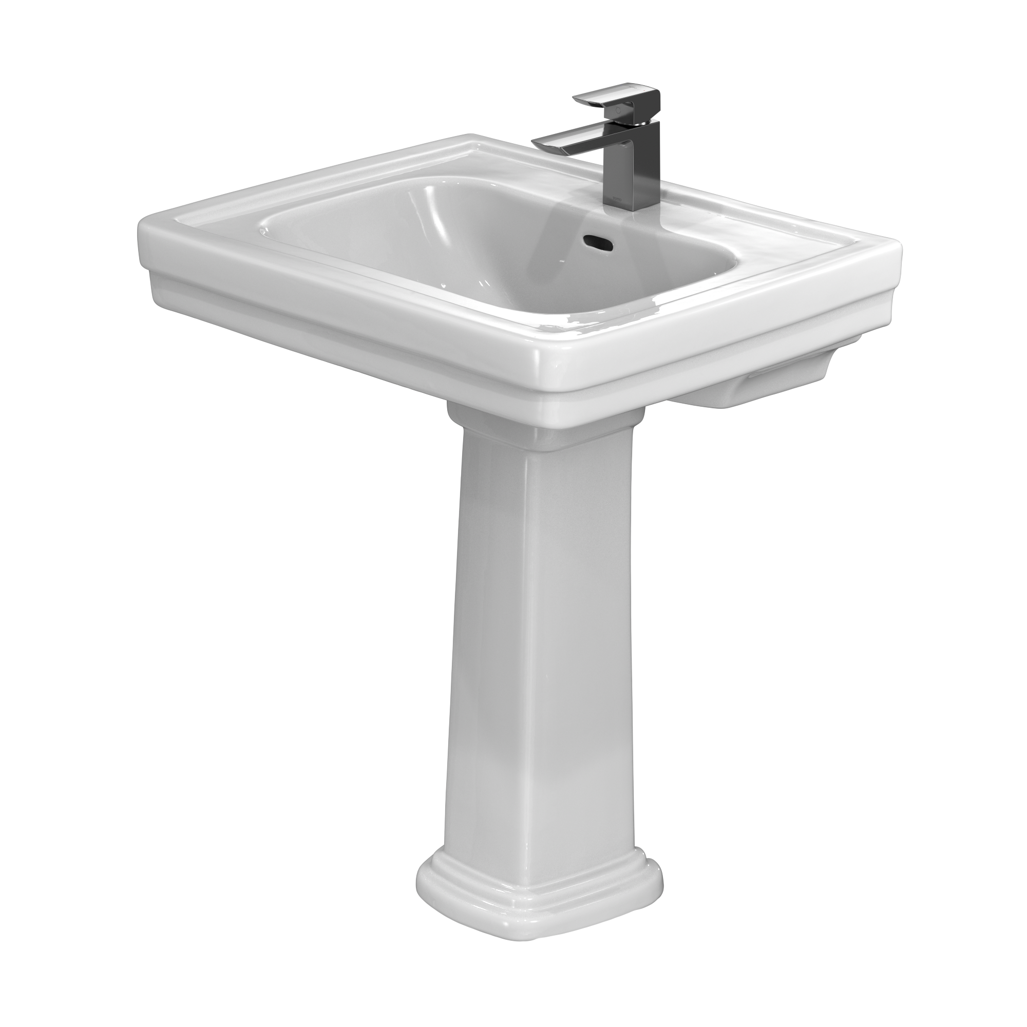 Toto Promenade Pedestal Rectangular 27-1/2" x 22-1/4" Bathroom Sink and Shroud for Single Hole Faucets in Cotton White