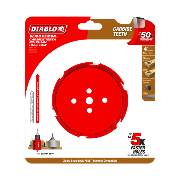 Diablo Demo Demon 4 inch Carbide Teeth Rough-In Hole Saw - DHS4000CTR