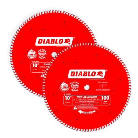 Diablo D10100N 10 in. x 100 Tooth Thin Aluminum Cutting Saw Blade - 2 Pack