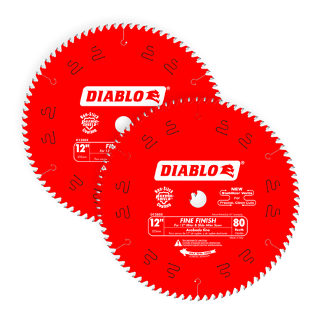 Diablo D1280X 12 in. x 80 Tooth Fine Finish Saw Blade - 2 Pack
