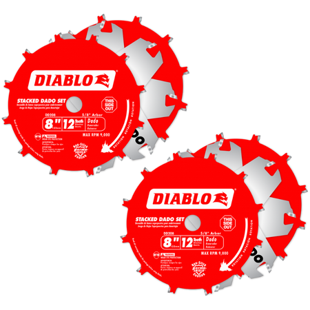 Diablo DD208H 8 in. x 12 Tooth Carbide Stacked Dado Saw Blade Set