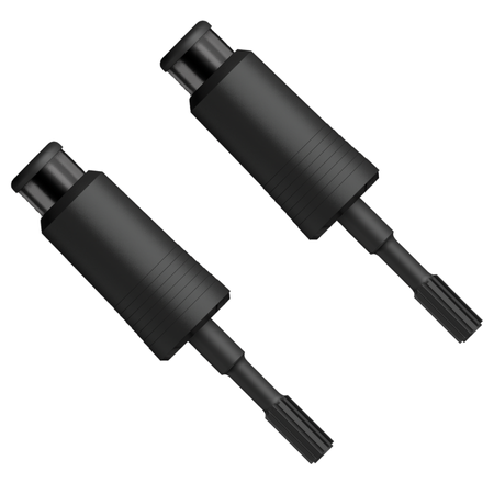 Two black spline to SDS-Max adapter bits with cylindrical bodies and fluted shanks.