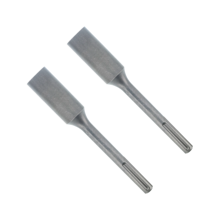 Two gray SDS-Max ground rod driver bits with cylindrical heads and fluted shanks.