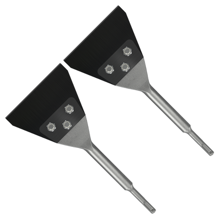Two black floor scrapers with gray handles and three attachment points each.