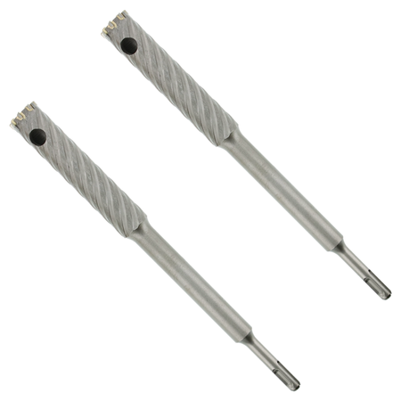 Two gray SDS-Plus rebar cutter bits with fluted cutting heads and tapered shanks.