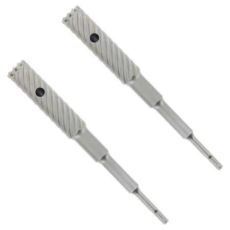 Two gray SDS-Plus rebar cutter bits with fluted heads and tapered shanks.