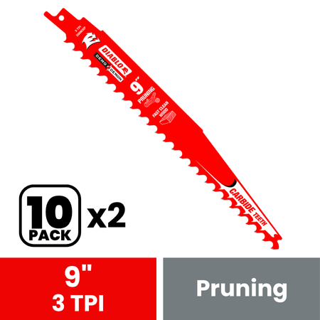 Diablo DS0903CP10 9 in. Carbide Tipped Pruning and Clean Wood Blade (10-Pack)