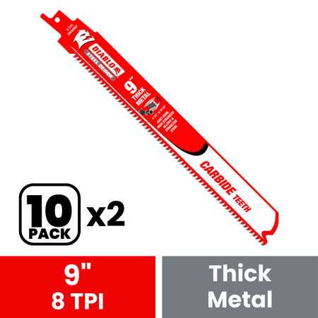 Diablo Steel Demon 9 inch, 8TPI Carbide Teeth Reciprocating Saw Black - 10 Pack - DS0908CF10