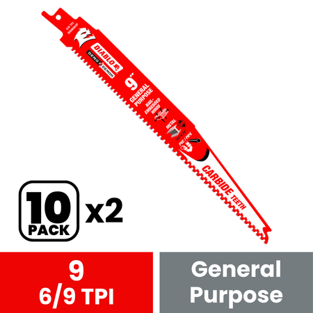 Diablo DS0909CGP10 9 in. Demo Demon Carbide General Purpose Recip (10-Pack)