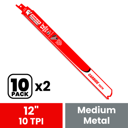 Diablo DS1210CF10 12 in. Steel Demon Carbide Recip Blades for Medium Metal (1/16 in. - 5/16 in.) Cutting (10-Pack)