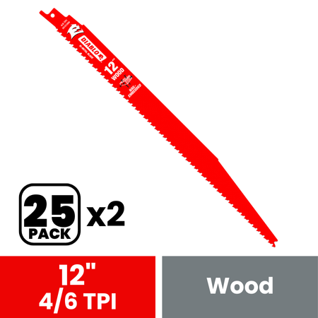 Diablo DS1212BW25 12 in. Bi-Metal Recip Blade for Nail-Embedded Wood (25-Pack)
