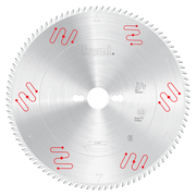 Freud 250mm circular saw blade with carbide-tipped teeth and center arbor hole, viewed from front.