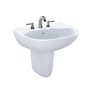 Toto Supreme Wall Mounted Oval Bathroom Sink with CEFIONTECT and Shroud for 4 Inch Center Faucets in Cotton White