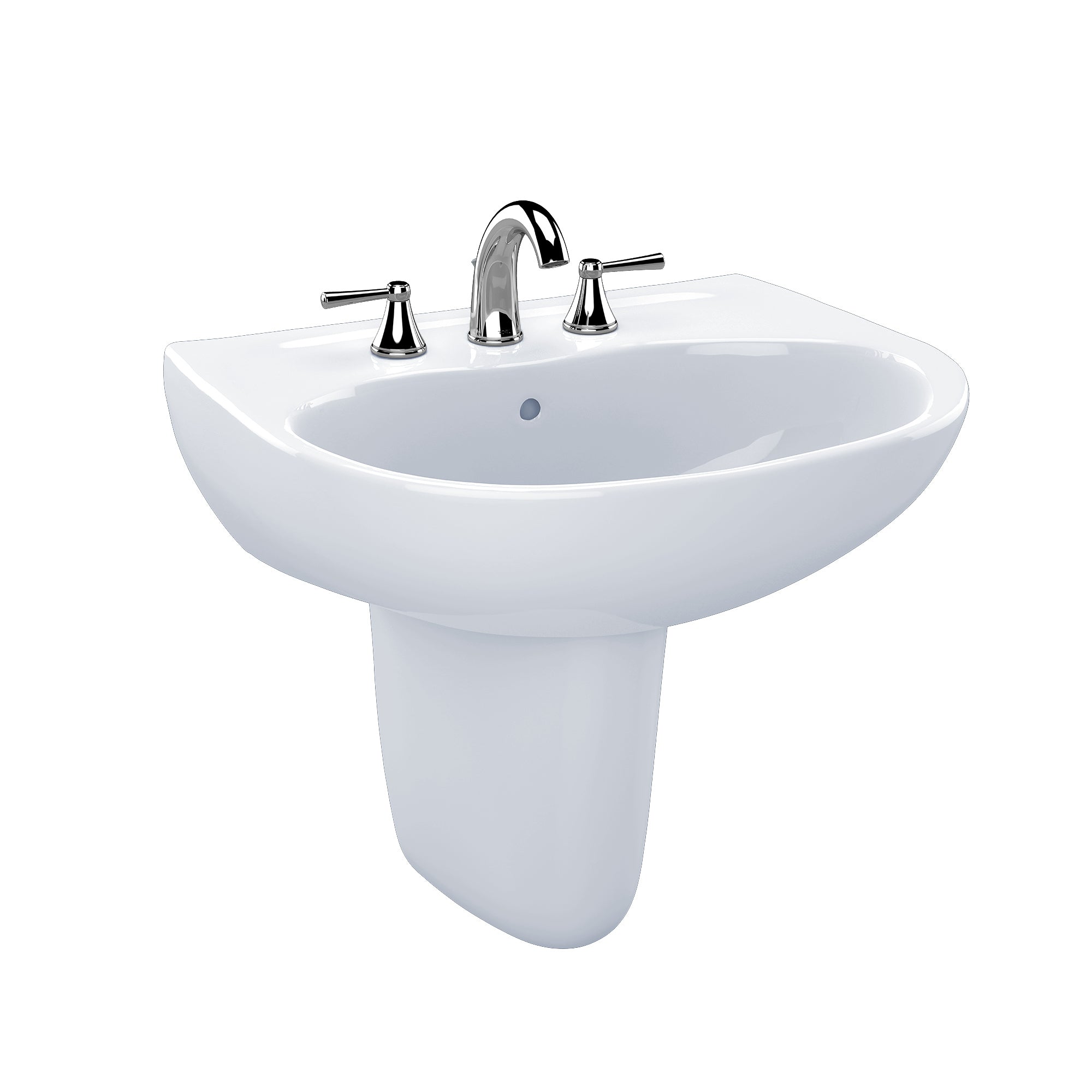 Toto Supreme Wall Mounted Oval Bathroom Sink with CEFIONTECT and Shroud for 4 Inch Center Faucets in Cotton White