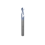 Spiral ball nose router bit with up-cut flutes, 1/4 inch diameter shank and 1/2 inch cutting head.