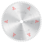 Freud 380mm circular saw blade with silver coating, white center arbor, and red section markers around the perimeter.