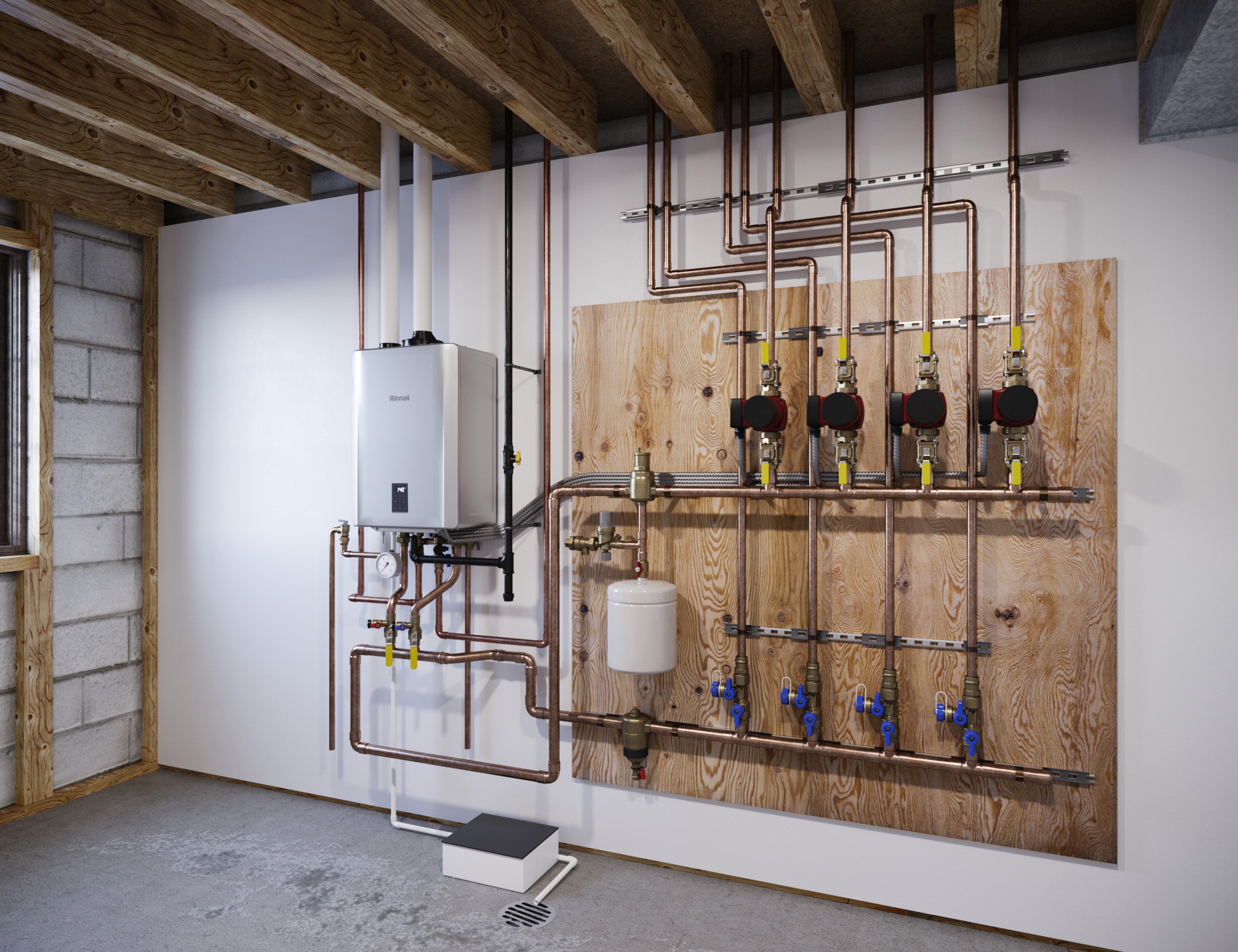 Rinnai I Series Plus C 7.9 GPM 90,000 BTU Central Heating and 160,000 BTU Hot Water Natural Gas or Liquid Propane Condensing Combination Boiler - IP090160C