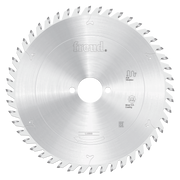 Freud 200mm circular saw blade with carbide-tipped teeth and center arbor hole, marked with anti-vibration and silver coating