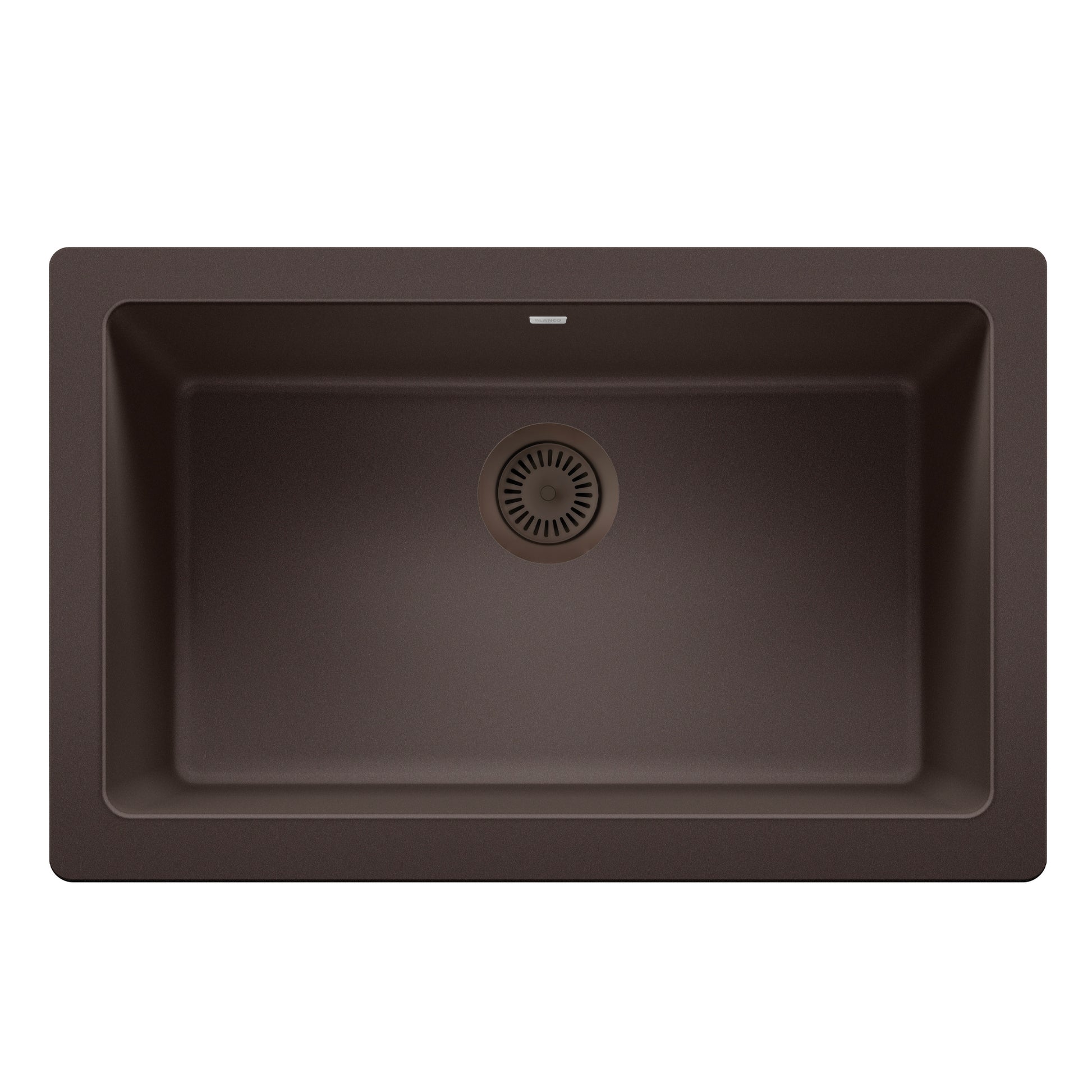 Cafe-colored metal waste flange with circular strainer design for kitchen sink drain.