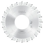 Freud 125mm conical scoring saw blade with angled teeth and center arbor hole.