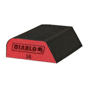 Black and red dual-sided sanding sponge with Diablo branding and 36-grit marking on red side.