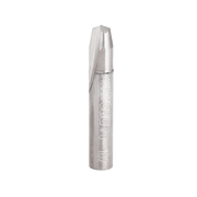 Stainless steel V-shaped router bit with cylindrical shank and engraved Freud branding along the body.