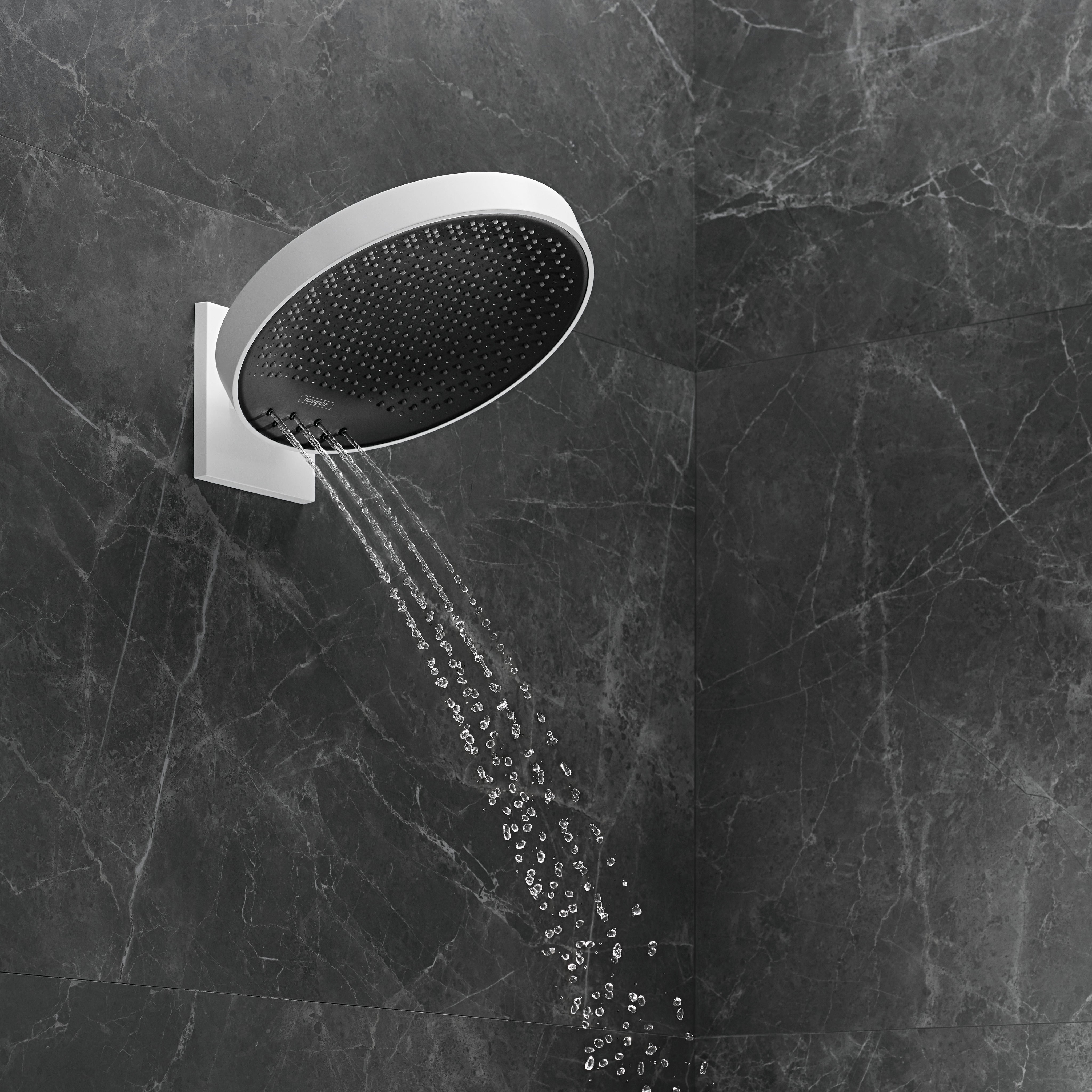 Hansgrohe 04864700 Rainfinity Shower Head 250 3-Jet, 1.75 GPM with RainSelect Thermostatic Trim for 4 Functions in Matte White