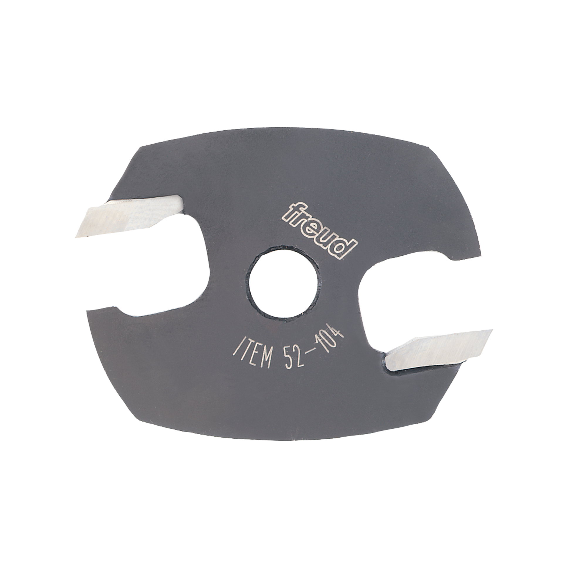 Freud 52-104 finger joint cutter blade with two cutting edges and center hole for router mounting.