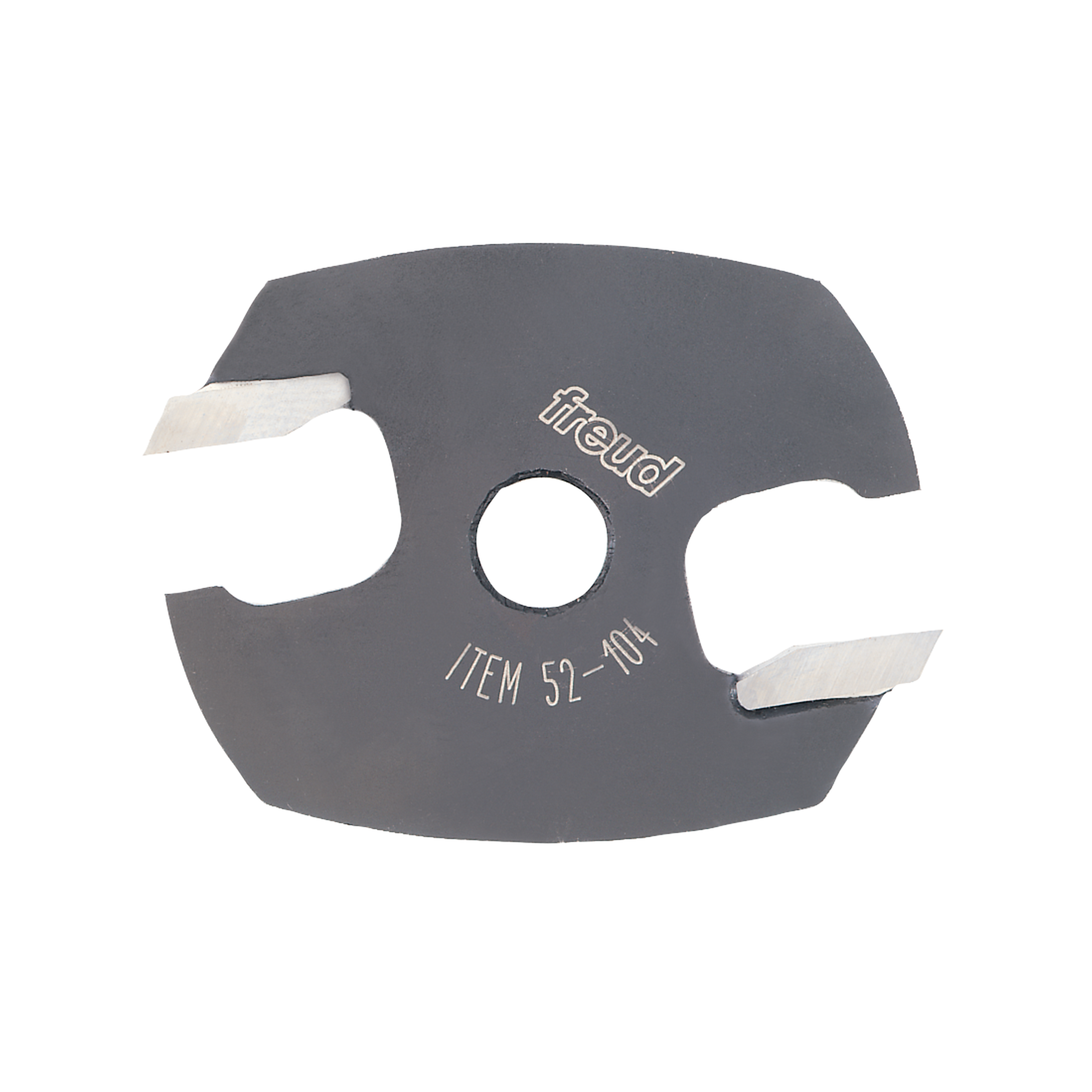 Freud 52-104 finger joint cutter blade with two cutting edges and center hole for router mounting.