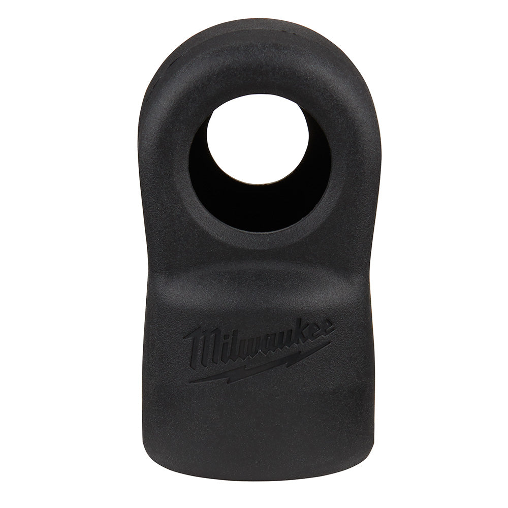 Black rubber boot with circular opening and Milwaukee branding on lower section.