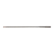 Long metal SDS-Max rotary hammer drill bit with four spiral flutes and cylindrical shank.