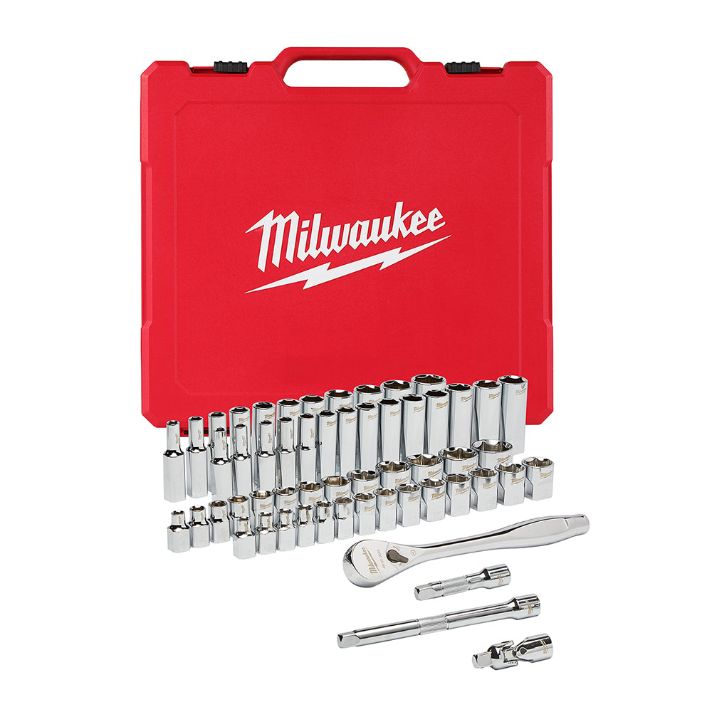 Milwaukee 48-22-9008 3/8 in. Drive 56 pc. Ratchet & Socket Set - SAE & Metric