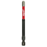 Milwaukee Shockwave Phillips #3 power bit with red and black shaft, gray tip, and impact-rated design.