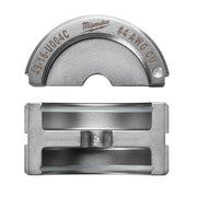 Milwaukee #4 copper U-style die showing top curved view and bottom rectangular cutting chamber view.