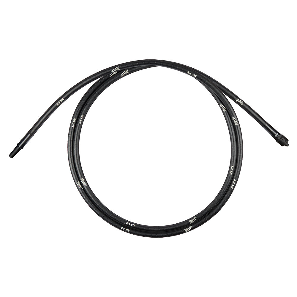 Black flexible vibrator shaft coiled with connectors at each end, marked "21 FT".