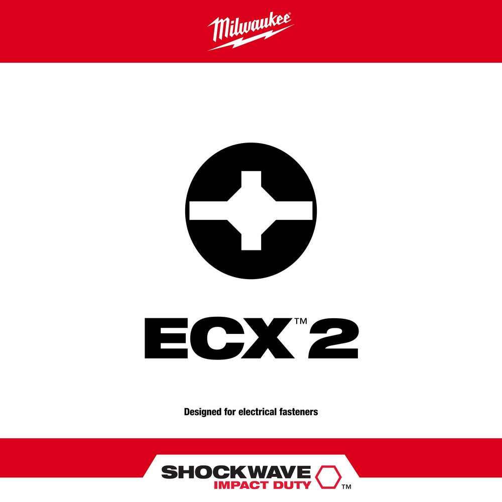 Milwaukee Shockwave Impact ECX #2 Phillips insert bit with circular design and cross-head tip.