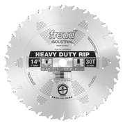 14" circular saw blade with 30 teeth, 1" arbor, marked "Freud Industrial Heavy Duty Rip" for ripping wood.