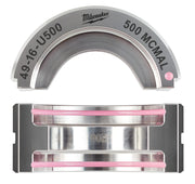 Milwaukee 49-16-U500 aluminum U style die for 500 MCM cable with curved top and rectangular base sections.
