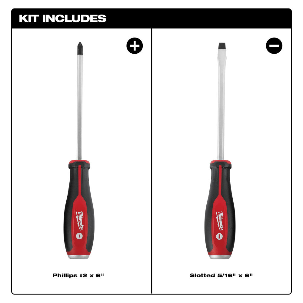 Milwaukee 48-22-2702 2 Piece Demolition Slotted and Phillips Head Screwdriver Set