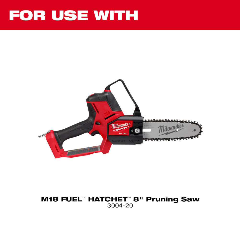 8" metal saw chain with cutting teeth, designed for Milwaukee pruning saw compatibility.
