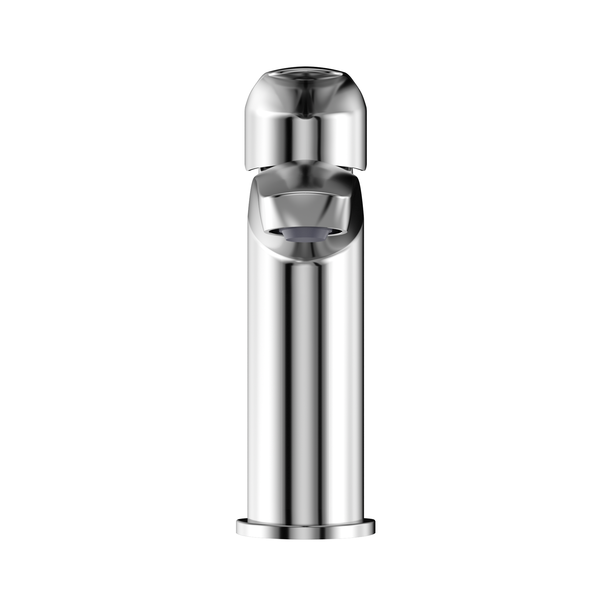 Polished chrome single-handle bathroom sink faucet with rounded dome cap and cylindrical spout.