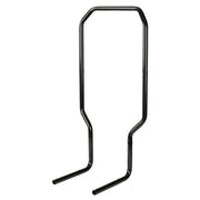 Black metal trolley handle with rounded rectangular top and two downward-extending legs for attachment.
