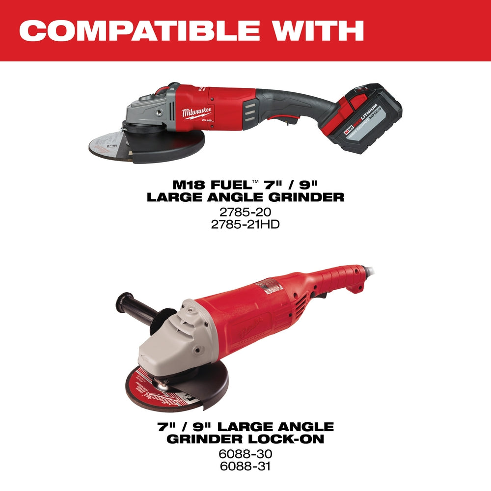 Black and red plastic cutting shroud guard for 7 and 9 inch angle grinders.