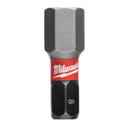 Milwaukee Shockwave 8mm hex insert bit with red band and black hexagonal socket end.
