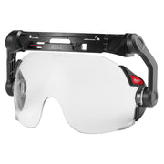 Milwaukee BOLT eye visor with clear lens and black frame attachment arms for safety helmets.