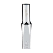 Chrome 1/4 inch drive 6-point deep socket with hexagonal opening and Milwaukee branding on barrel.