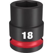 Black socket with red band labeled "18" featuring hexagonal opening at top.